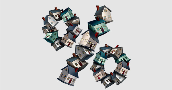 Mortgage rate symbol with Houses